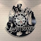 Lady and the Tramp Vinyl Record Wall Clock - Decorate your home with Modern Large Disney Art - Gift for kids, girls and boys - Win a prize for a feedback