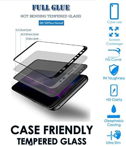 [Tuaha] Samsung Galaxy S8 Plus S8+ Glass Screen Protector,9H Tempered Glass Screen Protector,Anti-Scratch Tempered Glass Screen Protector Display Film [Case Friendly] AB Full Screen adhesive Glue for Samsung Galaxy S8+ (Black) S8 Plus