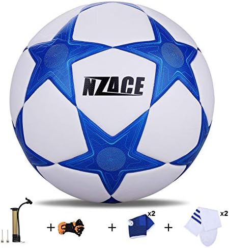 Footballs Outdoor Sports Practice Pro Soccer Ball Size 5 Top Level Performance Includes Pump and Carrying Net