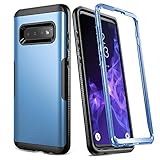 YOUMAKER Case for Galaxy S10+ Plus, Metallic Blue Heavy Duty Protection Full Body Shockproof Slim Fit Without Built-in Screen Protector Cover for Samsung Galaxy S10 Plus 6.4 inch (2019) - Blue/Black