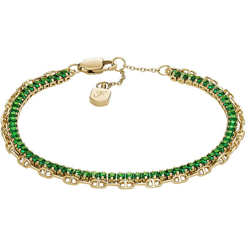 Fossil Womens brass with lobster clasp closure double chain bracelet