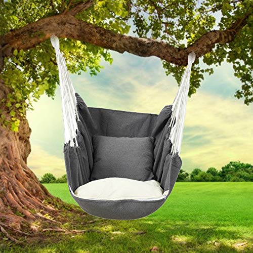Hängesessel Outdoor, Getränkehalter & Bücherfach, Hängestuhl Für Erwachsene & Kinder, Hängematte Stuhl Baumwolle Für… – Bild 6