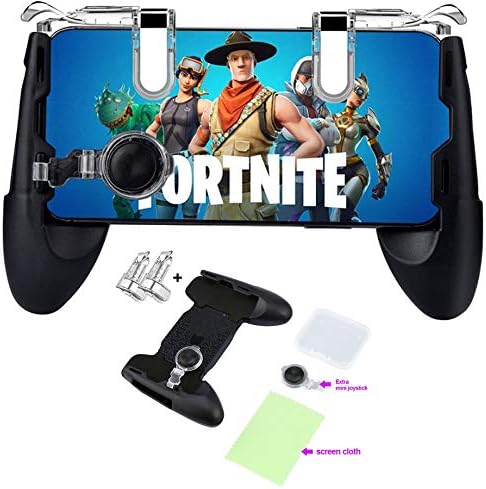 Mobile Game Controller for Fortnite & PUBG Compatible with iPhone/Android Phones 4.5"-6.5" Sensitive Shoot/Aim Triggers Mobile Joystick Gaming Grip Extra Mouse & Cleaning Cloth Included.