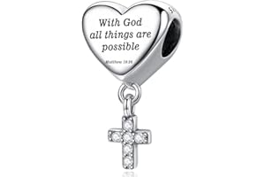 SHBOAZED Cross Charm Fit Pandora Charms Bracelet Love Heart Christian Bible Verse Charms Prayer Faith Religious Jewelry Gifts for Women