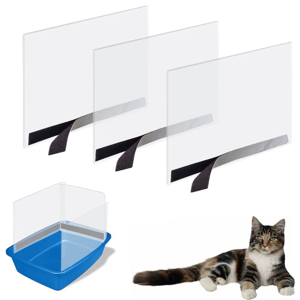 3 Pack Cat Litter Box Pee Shields, High Side Open Top Kitty Litter Pan Shield - Keep Litter In the Pan, (Litter Box Not Included)