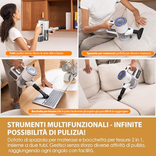 S6PRO Aspirapolvere Senza Fili 30KPa 30Min Scopa Elettrica Leggera