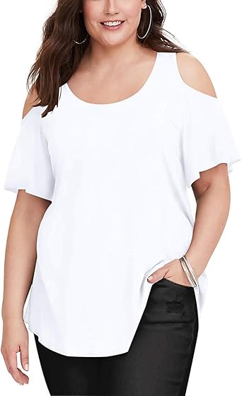 white short sleeve blouse plus size