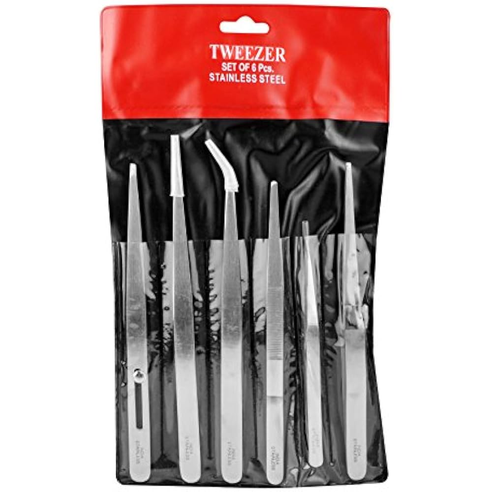 TW2406 6Piece Industrial Tweezers Stainless Steel Set eBay