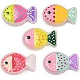 Ornazy 20Pcs Cute Handmade Fish Shaped Beads with Colorful Pattern Enamel Glass Ocean Animal Spacer Beads for Jewelry Making Bag Decor