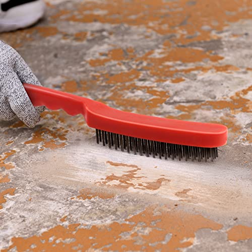 Wire Brush Set for Cleaning, 10" Medium Heavy Duty Carbon Steel and