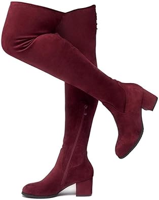 thigh high maroon boots