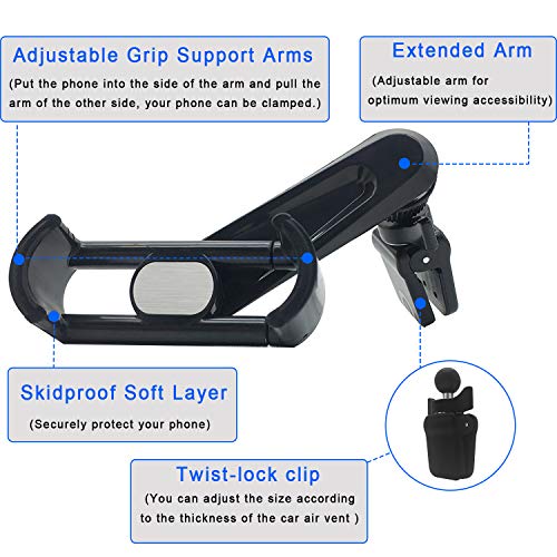 Car Phone Mount Holder, ADINC Universal Air Vent Car Mount Cradle 360 Degree Rotaion Vent Phone Holder Cell Phone Car Holder for GPS Smartphone Samsung Galaxy Note Nexus 6 Etc.
