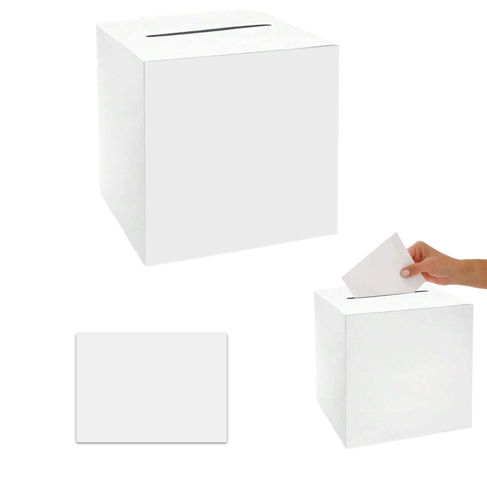 Wedding Card Box with Flat-Packed Art Design for Reception Letter Box & Money Card, 10 White Cards Included
