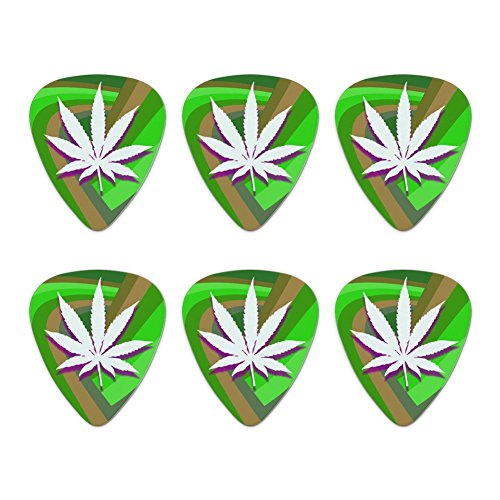 Marijuana Leaf Pot Weed Psychedelic Novelty Guitar Picks Medium Gauge - Set of 6