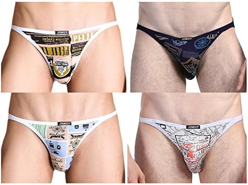 JINSHI Men's Bamboo Underwear String Bikini Briefs Low Rise Sexy Bikinis and Briefs XXXL