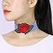 Tpocean 12PCS Women Leather Printed Flower Embroidery Choker Necklace Jewelry Collar Choker Set