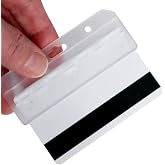 Specialist ID Frosted Rigid Plastic Horizontal Half Card ID Badge Holders - Hard Plastic Easy Access Swipe Card Gripper - Swipeable Badge Holders for Magnetic Strip Office and Student IDs