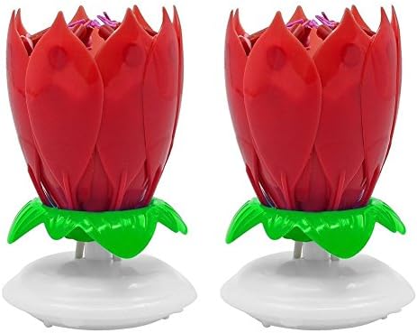 Langcal Happy Birthday Cake Topper Candle Music Birthday Candle (2 Pcs, Red)