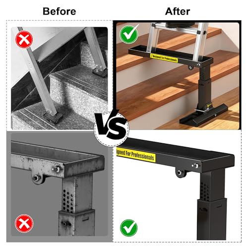 Nelyrho Heavy-Duty Foldable Ladder Extender Pro, High-Strength Steel, Non-Slip Stair Ladder Extension, 9.25–15.5" Adjustable Height, Fits 20" Ladder Feet Spacing