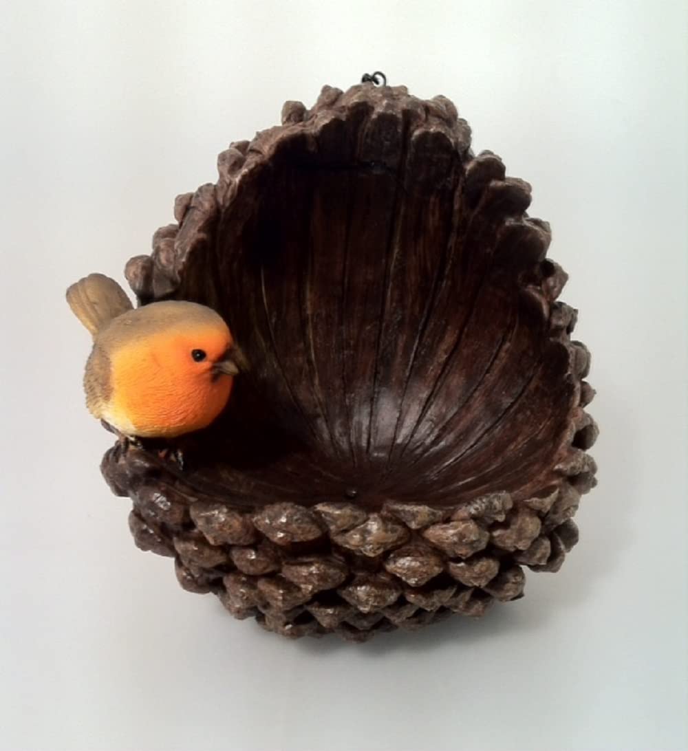 Pine cone & Robin Hanging Bird Feeder, gorgeously detailed
