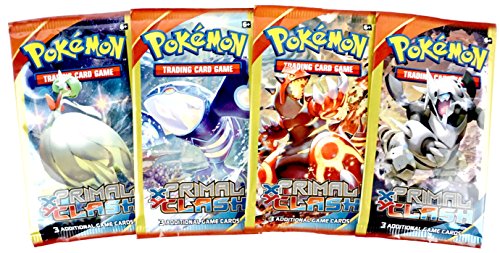 Pokemon Trading Card Game XY Primal Clash Booster Pack – 3 Additional Cards Per Pack - 4 Pack Set - 12 In All - New Factory Sealed Packs