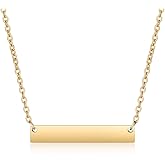 Jude Jewelers Stainless Steel Horizontal Long Bar Drop Classic Plain Charm Necklace