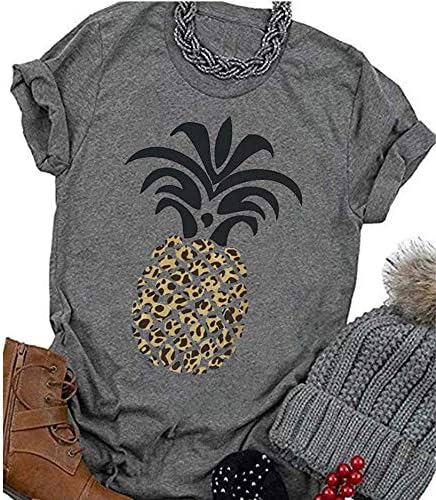 Womens Pineapple Printed T Shirt Casual Summer Casual Short Sleeve Graphic Tees Tops Blouse