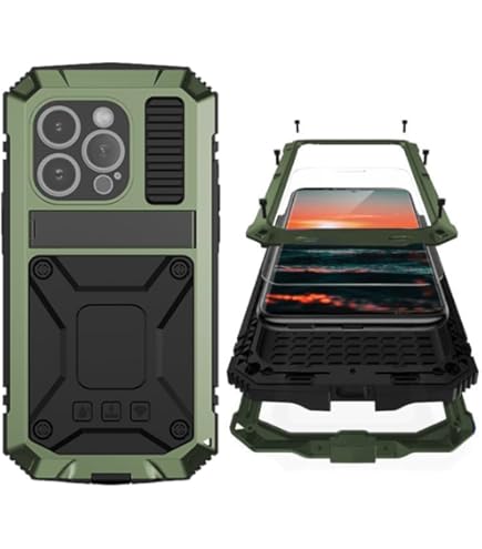 Love MEI - Funda Compatible Con IPhone 12, Deportes Al Aire Libre, Militar, Resistente, Impermeable, A Prueba De Golpes, A Prueba De Polvo, Con Protector De Pantalla De Vidrio Templado Integrado