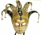 Venetian Gold Jester Full Face Masquerade Carnival Mask for Women