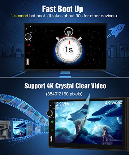 PUMPKIN Android 8.0 Car Stereo Double Din GPS Radio with 4GB RAM, WiFi, Support Fastboot, Backup Camera, Android Auto, 128GB USB SD, AUX, 7 inch Touchscreen - Thumbnail 2
