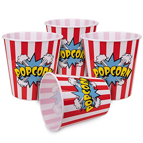 Tebery 12 Pack Plastic Popcorn Tubs Reusable Popcorn Containers
