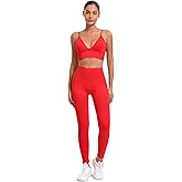 Women's 2 Piece Seamless Workout Sets High Waisted Scrunch Yoga Leggings & V-Neck Padded Sports Bra Gym Pilates Outfits