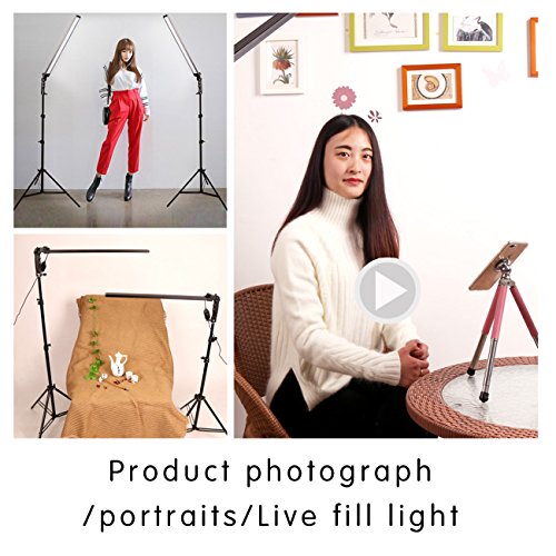 GSKAIWEN Photography Studio LED Lighting Kit Adjustable Light with Light Stand Tripod Photographic Video Capture Portraits