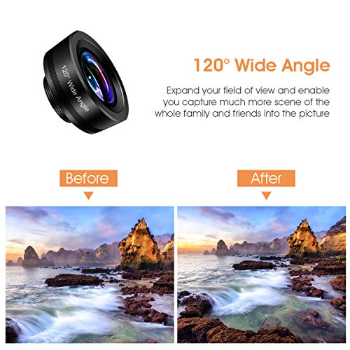 AFAITH Objectif de Caméra pour Smartphone, 3 en 1 Kit d’Agrafe de Lentille de Téléphone Portable, Objectif Macro 20X…