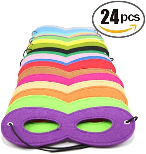 24Pcs Superhero Masks Cosplay Half Party Felt Eye Masks with Elastic Rope for Kids Party Multicolor