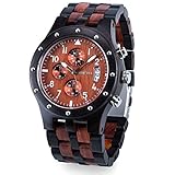 Bewell W109D Men's Wooden Watch Quartz Movement Date Display Luminous Sports Wristwatch
