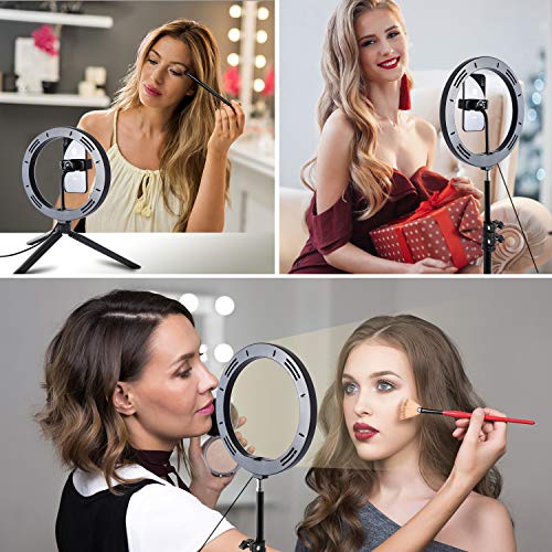 Selfie Ring Light with Tripod Stand and Cell Phone Holder for Live Stream, SPRITREE 10.2\