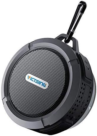 VicTsing Upgraded Shower Speaker, Wireless Waterproof Speaker with 5W Driver, Suction Cup, Built-in Mic, Hands-Free Speakerphone, Grey