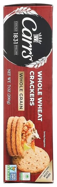 CARR’S CRACKERS, WHOLE GRAIN CRACKERS, PARTY SNACKS, WHOLE WHEAT, 7OZ BOX (BOX OF 6)