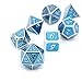 Polyhedral Metal dice Complete Set of 7 Chromium Transparent Light Blue for Dungeons and Dragons MTG RPG Role Playing Table Game