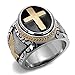 Men's Black & Silver Stainless Steel Christian Holy Cross Ring Size 8-14 (12)