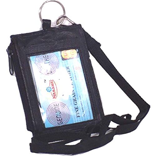 LEATHER ID CARD Badge Holder Neck Pouch Ring Wallet with strap 761R