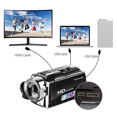 Camcorder, HAMSWAN Digital Camcorder Full HD Video Camera 1080P 24MP, 16X Digital Zoom, 3.0 Inch LCD Screen with 270 Degree Rotation, HDMI Output