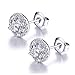 925 Sterling Silver Round Cubic Zirconia Halo Stud Earrings for Women