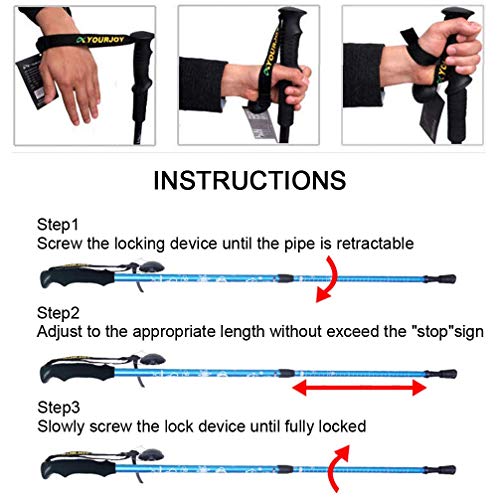 yourjoy 2 Pack Children Climbing Trail Trekking Hiking Poles Ultralight 2 Sections Aluminum Alloy with mud Basket Rubber Cap - Thumbnail 6