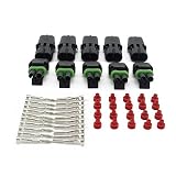 MUYI 10 Kit 2 Pin Way Waterproof Electrical Connector Green Seal Red Insert 1.5m
