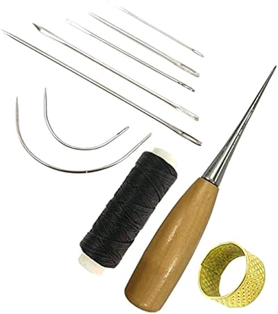 tao pipe 10 Pieces Curved Upholstery Needles Leather Waxed Thread Kit
