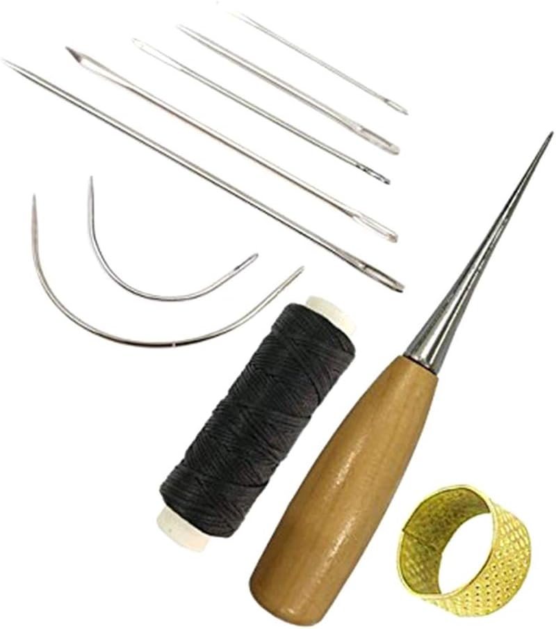 tao pipe 10 Pieces Curved Upholstery Needles Leather Waxed Thread Kit