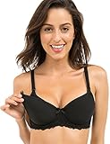 Gratlin Women's Slightly Lined Underwire Full Cup Support Maternity Nursing Bra Black 36DD