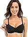 Gratlin Women's Slightly Lined Underwire Full Cup Support Maternity Nursing Bra Black 36DD